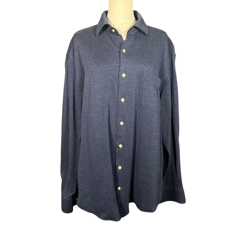 Peter Millar Men's XL Blue Navy Cotton Button Down Shirt Long Sleeve